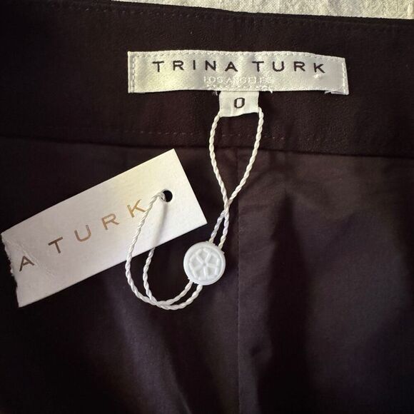 Trina Turk Davon Cropped Wide-Leg Pants With Front Slits 0 Black - Picture 8 of 10